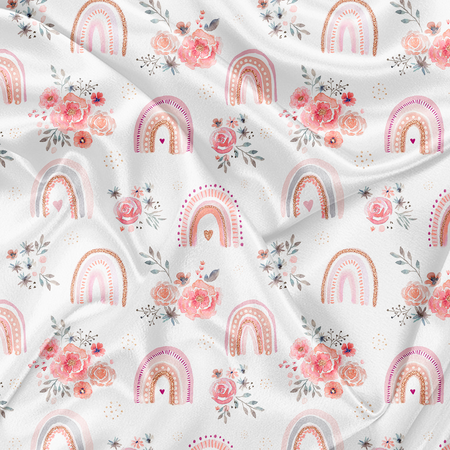 Arcs-en-ciel fleuris - Couverture de minky