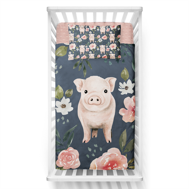 Cochons fleuris - Couvre-lit pour bassinette