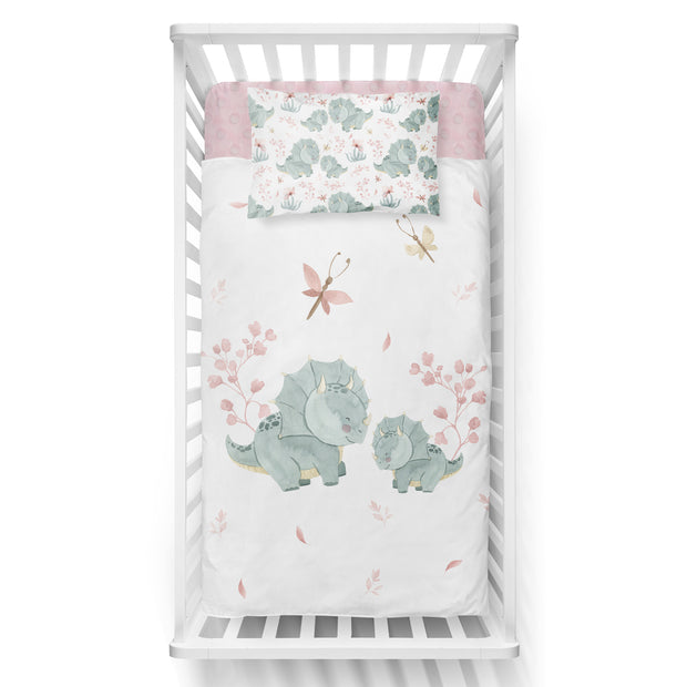 Dinos fleuris - Couvre-lit pour bassinette